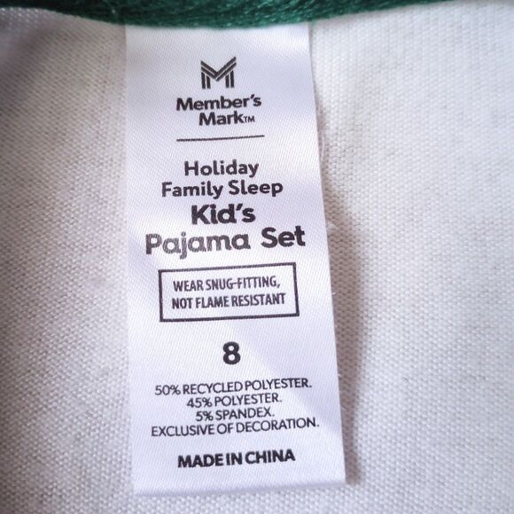 Members Mark 2pc Holiday PJ Set sz 8 Boys Merry & Bright Christmas Pajamas - Picture 3 of 5